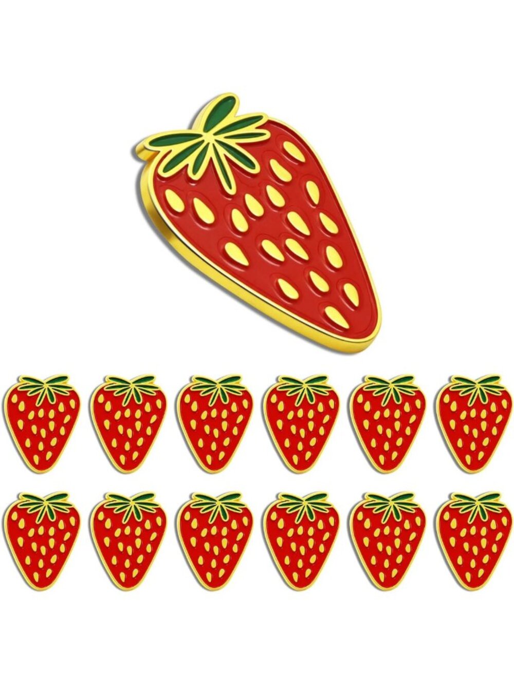 Cute Strawberry Enamel Lapel Pins - 12/24/50/100 Pcs for Back to School, Bags